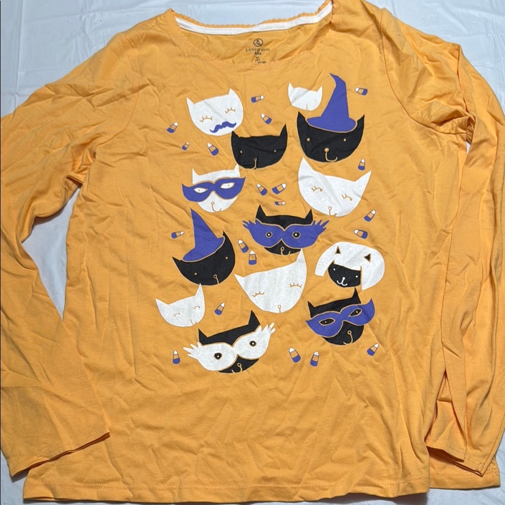 Lands' End Kids Halloween Long Sleeve Shirt - Orange and Purple NWOT SZ XL 16+